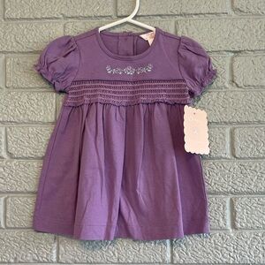 Chaps 6 month smocked purple baby girl dress embroidered flowers boutique style